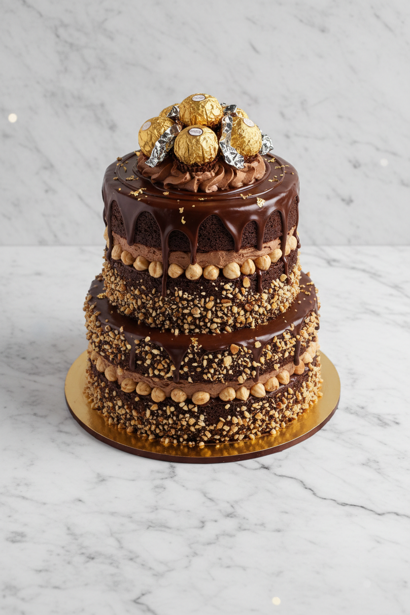 Ferrero Rocher Two-Tier Chocolate Cake