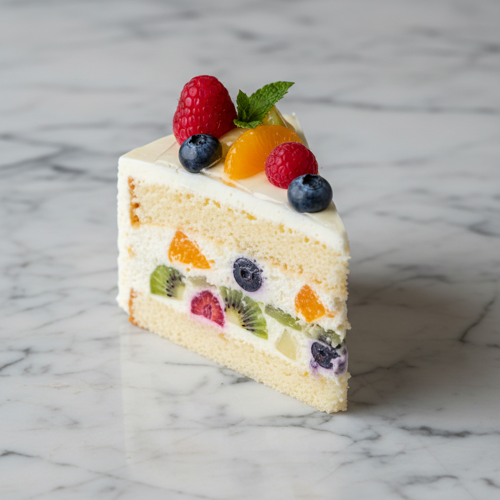 Fruit-Filled Layered Cake Slice