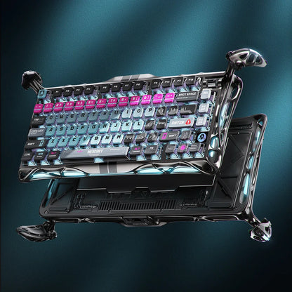 Gaming keyboard with RGB lighting on a dark background