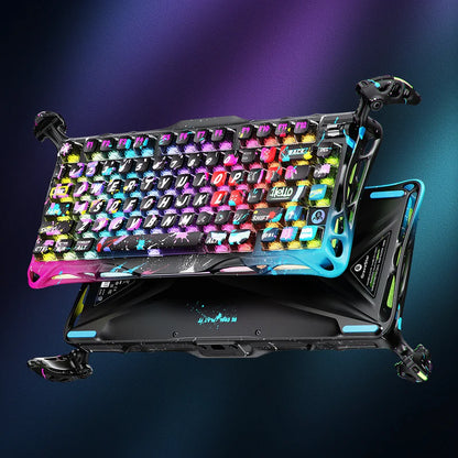 Colorful gaming keyboard with RGB lighting on a dark background