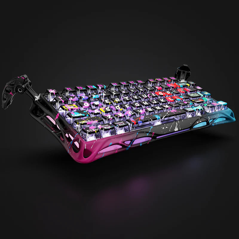 Colorful mechanical keyboard with RGB lighting on a black background